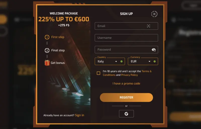Hugo Casino login Italy